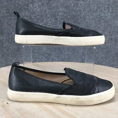 H&M Shoes Womens 5.5 Slip On Flats Loafer Crocs Print Comfort Black Faux Leather • $25.99