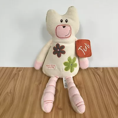 Mamas And Papas Tuli Soft Toy Fleece Plush Made With Love White Green Pink 30cm • £11