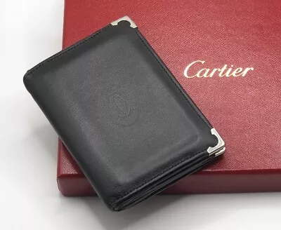 Cartier Men’s Black Wallet W/Burgundy Interior Hard To Find Style - Used • $350