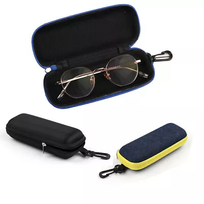 Portable Zipper Eyes Glasses Sunglasses Hard Case Box Protector Large Hold Gifts • £2.81