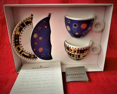 Illy Art Collection Gillo Dorfles 2015 2 Cappuccino Cups And Saucers • £159