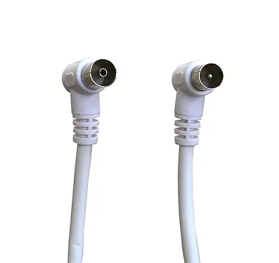 White 1.5m 90 Degree Right Angled Male Coax Plug To Female Coax Socket Cable  • £3.50