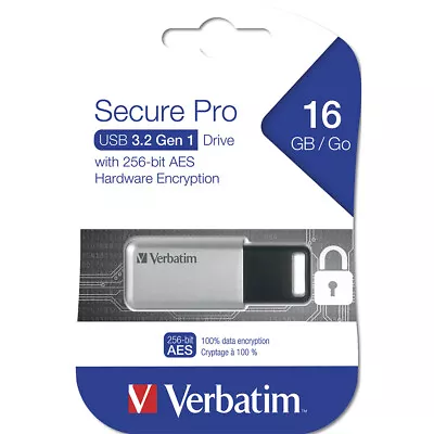 Verbatim Store'n'Go Secure Pro 16GB Storage USB 3.0 Flash Drive For Laptop/PC • $52