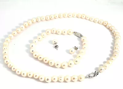 1982 Vintage Pearl Necklace SET 40th Birthday Gift Genuine Natural Baroque Pearl • $189