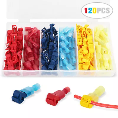 120Pcs T-Tap Electrical Wire Crimp Terminals Quick Splice Cable Connectors Kit • $13.95