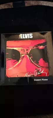 Elvis Presley Dessert Plates By 3E Trading 4 Different Images RARE New In Box • $50