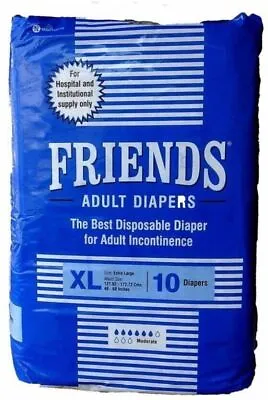 Friend Adult Diapers Size XL Waist 48-68 Inches 10 Diaper High Absorbency Diaper • $59.71