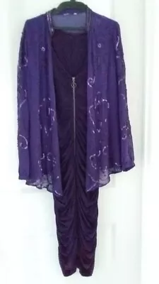 Womens Vintage Purple Dress And Cape Size 10 - 12 EUC • $100