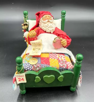 1990 Clothtique Santa In Bed Music Box Plays “I’m Dreaming Of A White Christmas • $55