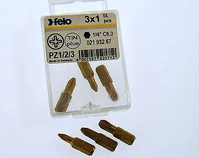 Felo Screwdriver Bits Pack Of 3 PZ1/2/3 1/4  • £2.19