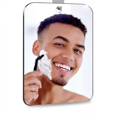 Fogless Anti Fog Glass Shower Shaving Mirror Bathroom Fog-Free W/ Adhesive Hook • $6.39