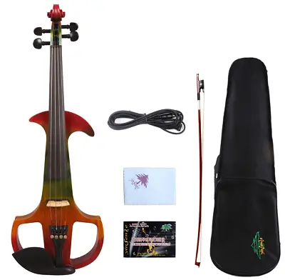 Yinfente Colorful Electric Silent Violin 4/4 Handmade Sweet Tone Free Case #EV7 • $189