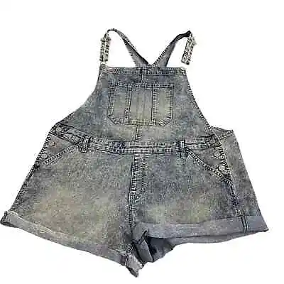 No Boundaries Womens Distressed Relaxed Fit Denim Overalls/ Bib Shorts 3xl • $25