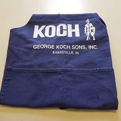 George Koch Sons Inc Evanston IN Vtg Cotton Blue Work Apron 2 Pocket Waist Tie  • $11.07