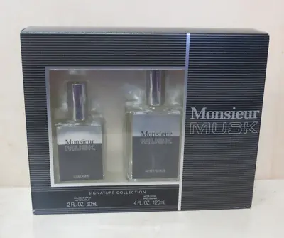 Monsieur Musk Signature Collection Cologne Spray 2 Oz & After Shave 4 Oz Boxed • $75