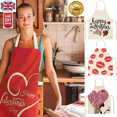£1.99 • Buy Valentines Day Gifts Heart Apron Linen Women Novelty Cooking Baking KitchenBBQ  