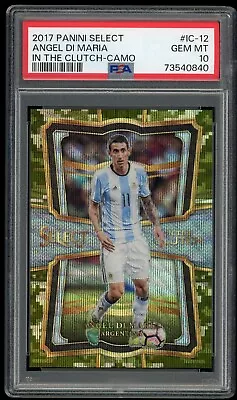 Angel Di Maria /20 SSP 2017 Panini Select Camo Prizm In The Clutch POP 1 PSA 10 • $149.99