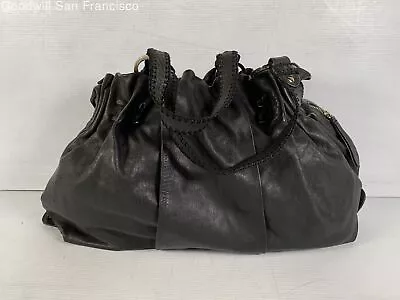 Junior Drake Womens Black Leather Inner Pockets Classic Medium Shoulder Handbag • $24.99