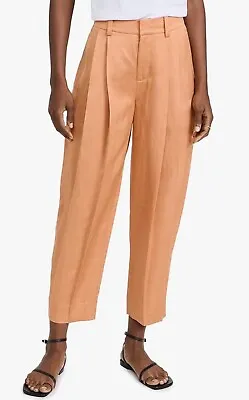 Vince Pleated Front Tapered Pants Size 0 Nectarine Satin Look • $39