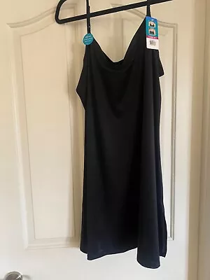 NWT Vanity Fair Radiant Black Satin Slip Nightgown Sz 3XL Nylon • $9.99