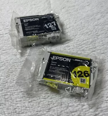 NEW ⚫️ SEALED Genuine Epson 127 XL Black Ink Cartridge T127120 OEM 🟡 Yellow 126 • $21