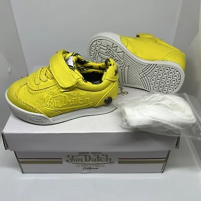 Von Dutch Toddler Shoes Size 4 Schwarz Lemon Yellow Sneakers NEW W/Tags & Box • $14.99