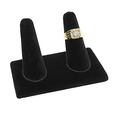 Black Velvet 2 Ring Jewelry Display Holder Long Finger Showcase Organizer Stand • $8.69