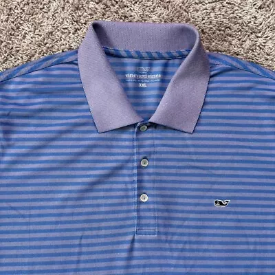 Vineyard Vines Polo Shirt Mens 2XL Striped Purple Blue  Short Sleeve Golf Casual • $24