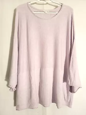 Pure Jill-Purple Lavender Long Wide Sleeve Knit Top Tunic-Pouch Pocket-LARGE • $24.99