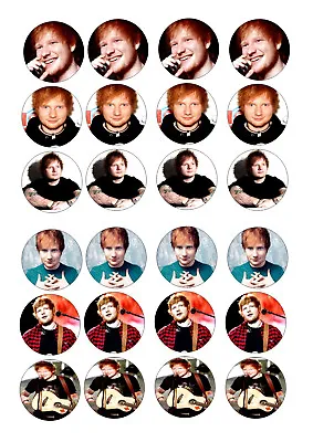 24 Ed Sheeran Cupcake  Wafer Rice Edible Fairy Cake Toppers • £2.50