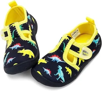 Toddler Boys Cute Nerteo Aquatic Water Shoes Swim Shoes Dinosaurs Black Sz. 6 • $11