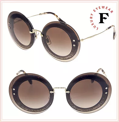 MIU MIU REVEAL Sunglasses MU10RS Pale Gold Brown Havana Glitter Gradient 10R • $226.80