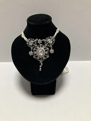 Vintage Monet Necklace Silver Tone With Silk Cord #24052 • $4.99