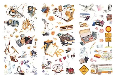 VINTAGE PARAPHERNALIA STICKERS Travel Astronomy Scrapbook Journal Craft Deco • £2.39