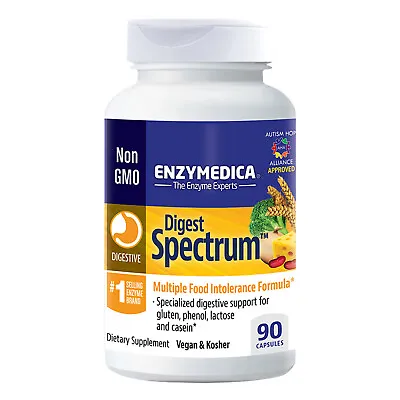 Enzymedica Digest Spectrum 90 Capsules Digestive Aide Energy Support Vegan • $35.24