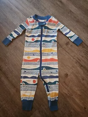 Baby Boys HANNA ANDERSSON  6-12m 6-12 Months Sleeper Pajamas Onepiece Ocean Zip • $16.99