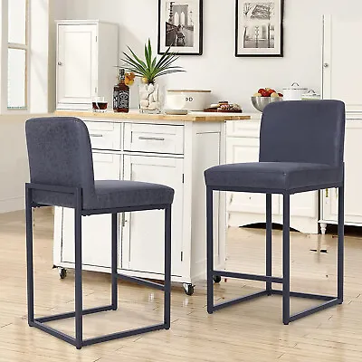 Set Of 2 Counter Height Bar Stools Bar Chairs For Kitchen Island Barstools Black • $185.99