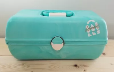 $30 • Buy Vintage 90's Caboodles Makeup Case Turquoise Teal Blue Marble Model 2620