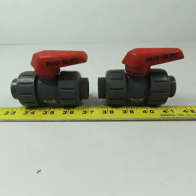 ASAHI Valve Duo-Bloc 1/2  Slip Gray PVC Ball Valve Lot Of 2 • $16.99