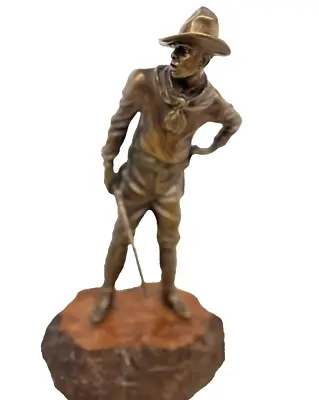 Bronze Western Cowboy With Long Gun On Marble Base • $135