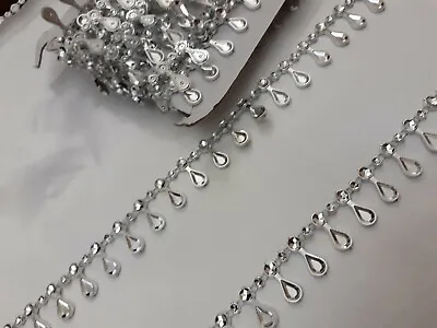 £1 • Buy 15mm Diamante Bling Sparkling Diamond Effect Wedding Cake Craft Trim Ribbon TD