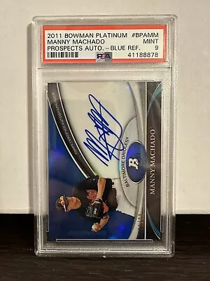 2011 Bowman Platinum Prospect Autograph Manny Machado Blue Auto PSA 9 • $349