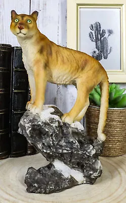 Mountain Lion Cougar Standing On Edge Of Snow Capped Rock Statue Wildlife Decor • $30.99