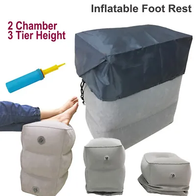 Inflatable Foot Rest Footrest Cushion Pillow Flight Travel Car Train Portable • $25.49