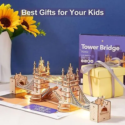 London Tower Bridge Model Kit 3D Wooden Puzzle Building Set Craft Model Gift • £19.29