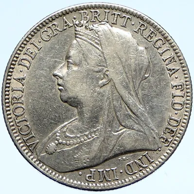 1899 UK Great Britain Kingdom QUEEN VICTORIA 3 Shields Silver Florin Coin I98806 • $278.80
