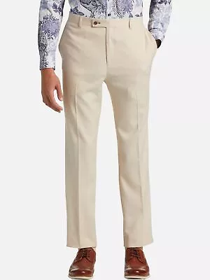 Paisley & Gray Men's Slim Fit Dress Pants 44 X 32 NWT Silkey Beige Flat Front • $29.99