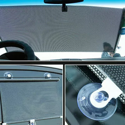 Retractable Car Auto Window Sun Shade Visor Windshield Roller Blind Color Black • £5.99