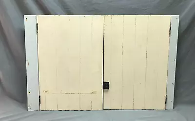 Pair VTG Shabby White Wood Country Cupboard Pantry Doors 18x27 Chic Old 674-24B • $99