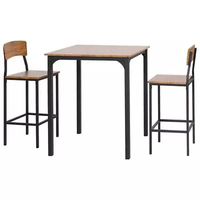 Homcom Dining Room Sets Solid Back Armless Chair Metal Wood Black (2-Seats) • $211